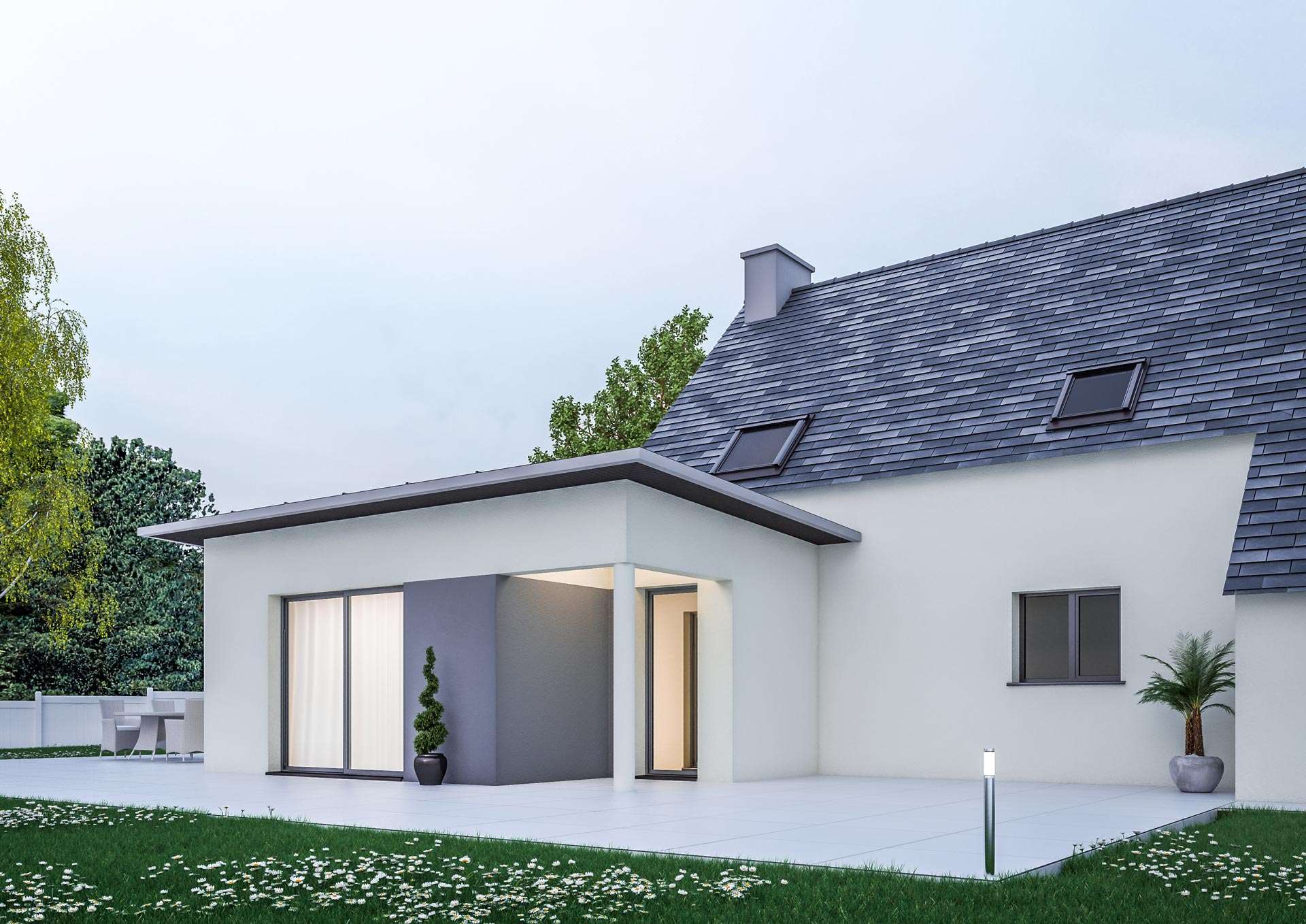 Extension maison contemporaine cube modele shine