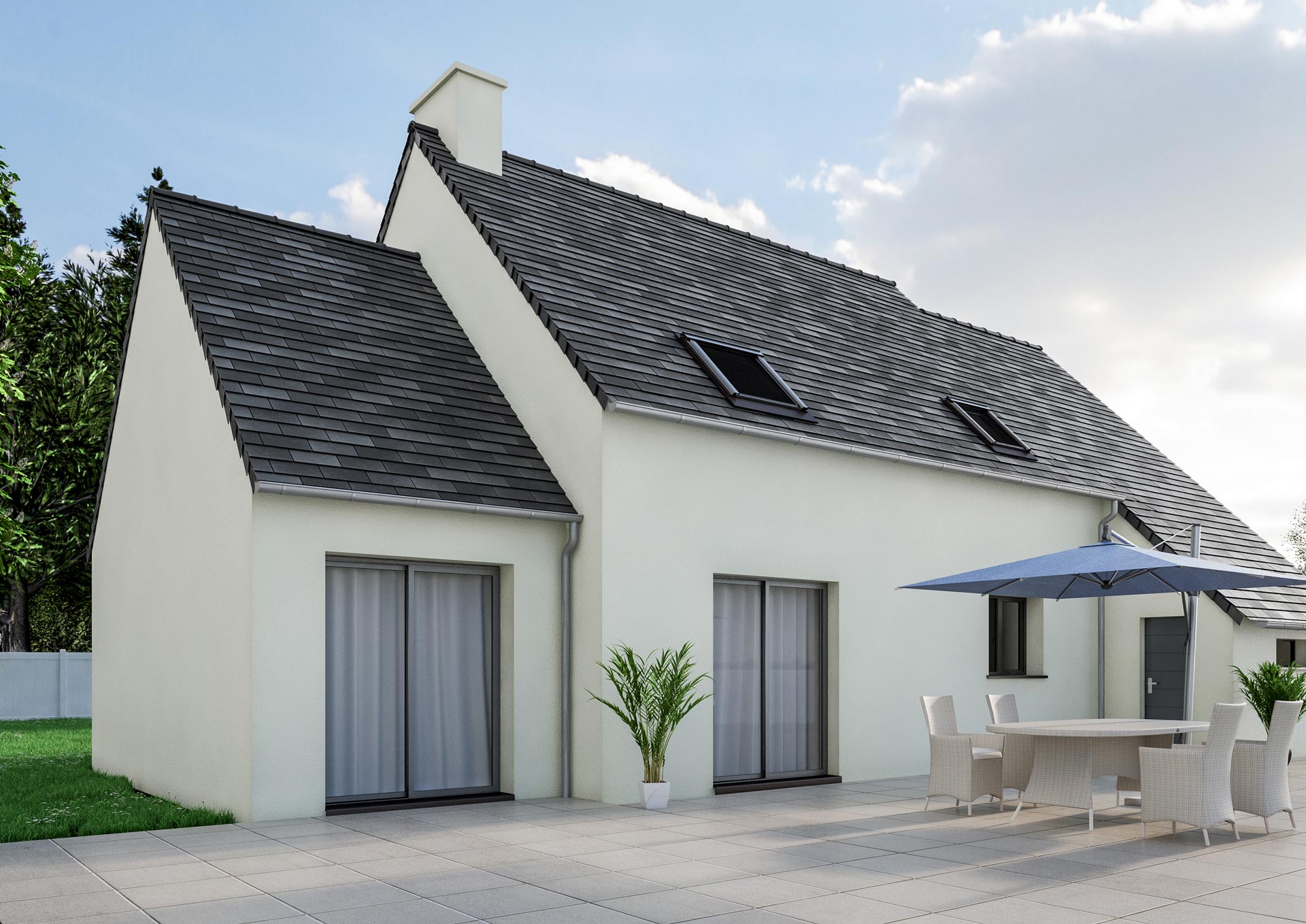 Extension maison à petit prix toiture 2 pans par Cybel Extension